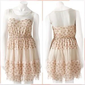 UP by Ultra Pink Lace and Floral Mini Dress. Size M